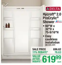 Menards Hycroft 2.0 ProCrylic Shower offer