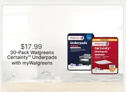 Walgreens 30-Pack Walgreens Certainty Underpads offer