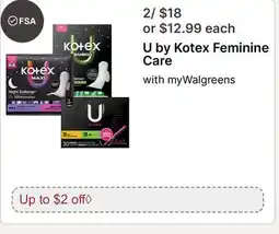 Walgreens U by Kotex Feminine Care offer