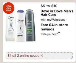 Walgreens Dove or Dove Men's Hair Care offer