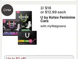 Walgreens U by Kotex Feminine Care offer