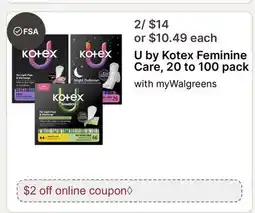 Walgreens U by Kotex Feminine Care offer