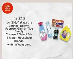 Walgreens Bounce, Downy, Febreze, Gain or Tide Simply offer