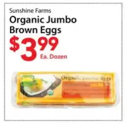 Three Guys from Brooklyn Sunshine Farms Organic Jumbo Brown Eggs offer