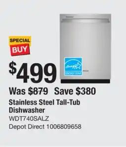 The Home Depot WHIRLPOOL Stainless Steel Tall-Tub Dishwasher offer