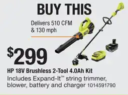 The Home Depot RYOBI HP 18V Brushless 2-Tool 4.0Ah Kit offer