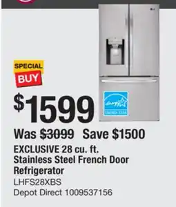 The Home Depot LG 28 cu. ft. Stainless Steel French Door Refrigerator offer