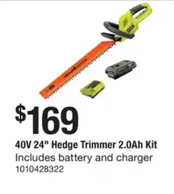 The Home Depot RYOBI 40V 24 Hedge Trimmer 2.0Ah Kit offer