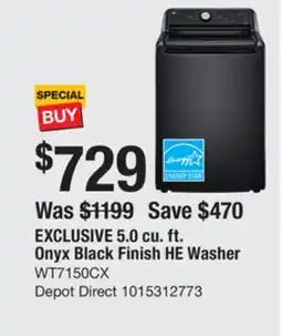 The Home Depot LG 5.0 cu. ft. Onyx Black Finish HE Washer offer