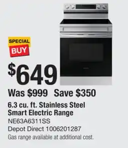 The Home Depot SAMSUNG 6.3 cu. ft. Stainless Steel Smart Electric Range offer