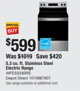 The Home Depot WHIRLPOOL 5.3 cu. ft. Stainless Steel Electric Range offer