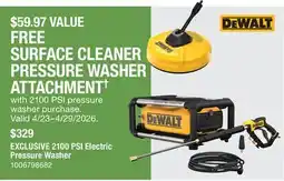 The Home Depot DEWALT 2100 PSI Electric Pressure Washer offer