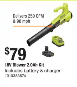 The Home Depot RYOBI 18V Blower 2.0Ah Kit offer