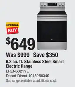 The Home Depot LG 6.3 cu. ft. Stainless Steel Smart Electric Range offer