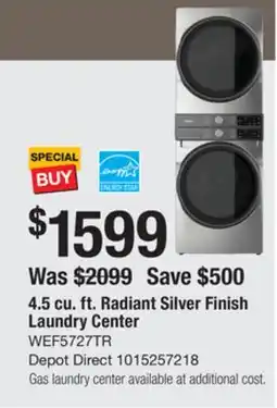 The Home Depot Whirlpool 4.5 cu. ft. Radiant Finish Laundry Center offer
