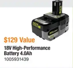 The Home Depot RYOBI 18V High-Performance Battery 4.0Ah offer