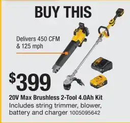 The Home Depot DEWALT 20V Max Brushless 2-Tool 4.0Ah Kit offer