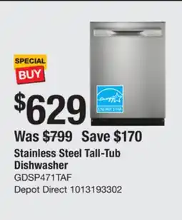 The Home Depot FRIGIDAIRE Stainless Steel Tall-Tub Dishwasher offer