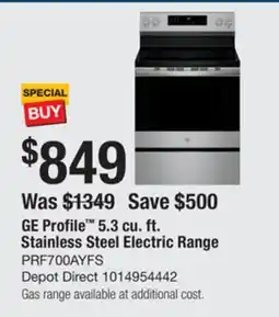 The Home Depot GE Profile 5.3 cu. ft. Stainless Steel Electric Range offer