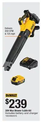 The Home Depot DEWALT 20V Max Blower 5.0Ah Kit offer