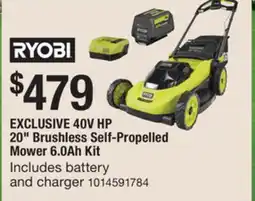 The Home Depot RYOBI 40V HP 20 Brushless Self-Propelled Mower 6.0Ah Kit offer