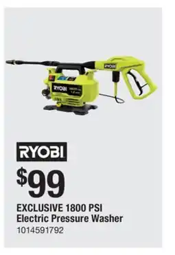 The Home Depot RYOBI 1800 PSI Electric Pressure Washer offer