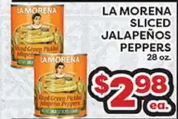 Torres Supermercado LA MORENA SLICED JALAPEÑOS PEPPERS offer
