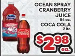 Torres Supermercado OCEAN SPRAY CRANBERRY JUICE 64 oz. COCA COLA 2 ltr offer
