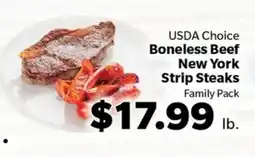 Living Fresh Market USDA Choice Boneless Beef New York Strip Steaks offer