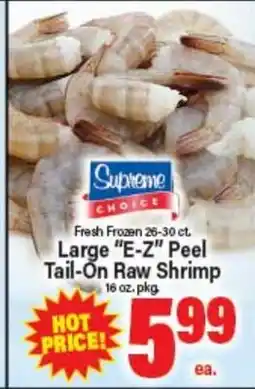 Angelo Caputo's Fresh Market Fresh Frozen 26-30 ct. Large E-Z Peel Tail-On Raw Shrimp offer