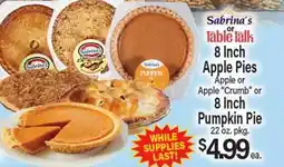 Angelo Caputo's Fresh Market Sabrina's or Table Talk 8 Inch Apple Pies or Apple Crumb or 8 Inch Pumpkin Pie offer