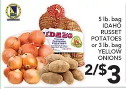 Pete's Fresh Market 5 lb. bag IDAHO RUSSET POTATOES or 3 lb. bag YELLOW ONIONS offer