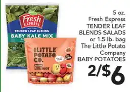 Pete's Fresh Market 5 oz. Fresh Express TENDER LEAF BLENDS SALADS or 1.5 lb. bag The Little Potato Company BABY POTatoes offer