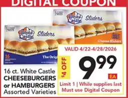 Pete's Fresh Market 16 ct. White Castle CHEESEBURGERS or HAMBURGERS offer