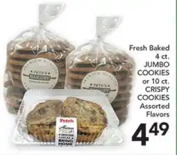 Pete's Fresh Market Fresh Baked JUMBO COOKIES or CRISPY COOKIES offer