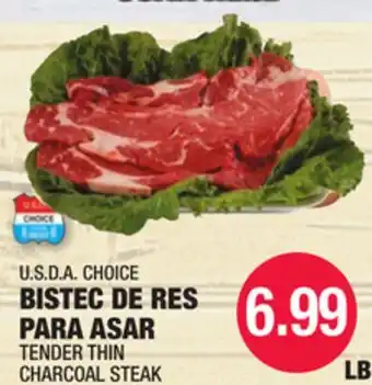 Carnicerias Jimenez U.S.D.A. CHOICE TENDER THIN CHARCOAL STEAK offer