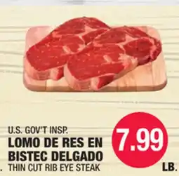 Carnicerias Jimenez U.S. GOV'T INSP. LOMO DE RES EN BISTEC DELGADO offer