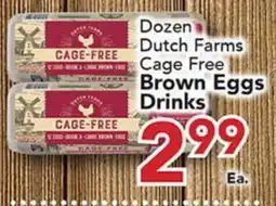 Eurofresh Market Dozen Dutch Farms Cage Free Brown Eggs Drinks offer