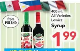 Eurofresh Market 400 ml. All Varieties Lowicz Syrup offer