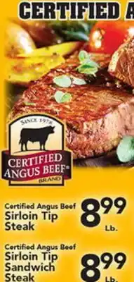 Eurofresh Market Certified Angus Beef Sirloin Tip Steak, Certified Angus Beef Sirloin Tip Sandwich Steak offer