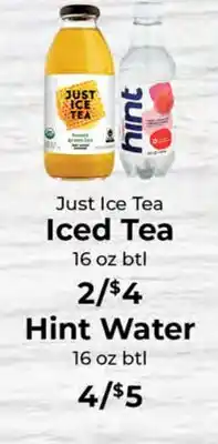 Sunset Foods Just Ice Tea Iced Tea, Hint Water offer