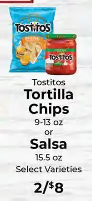 Sunset Foods Tostitos Tortilla Chips 9-13 oz or Salsa 15.5 oz offer
