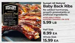 Sunset Foods Sunset All Natural Baby Back Ribs offer