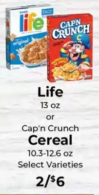 Sunset Foods Life Cereal or Cap'n Crunch Cereal offer