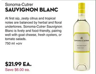 Bristol Farms Sonoma-Cutrer SAUVIGNON BLANC offer