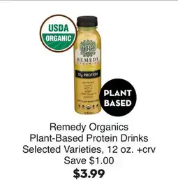 Bristol Farms Remedy Organics Plant-Based Protein Drinks offer