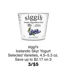 Bristol Farms siggi's Icelandic Skyr Yogurt offer