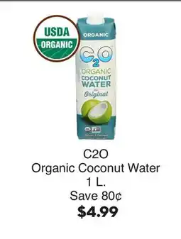 Bristol Farms C2O Organic Coconut Water offer