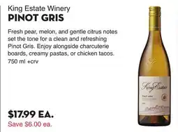 Bristol Farms King Estate Winery PINOT GRIS offer