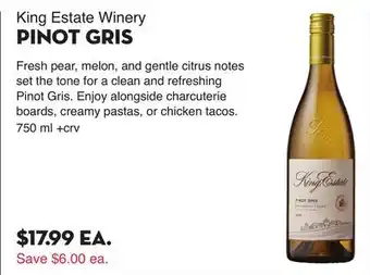 Bristol Farms King Estate Winery PINOT GRIS offer
